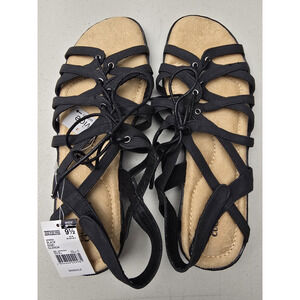 Cobbie Cuddlers Women's Sz 9.5 Wide Glenda Black Slingback Sandals 50381